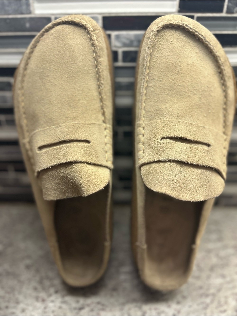 Birkenstock Men's Naples Suede Penny Loafers in Tan size 12 - Picture 5 of 7